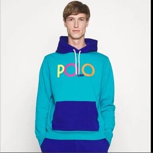 Polo Ralph Lauren Men's Spectre Hoodie Sweatshirt Deep Aqua Medium Colorblock